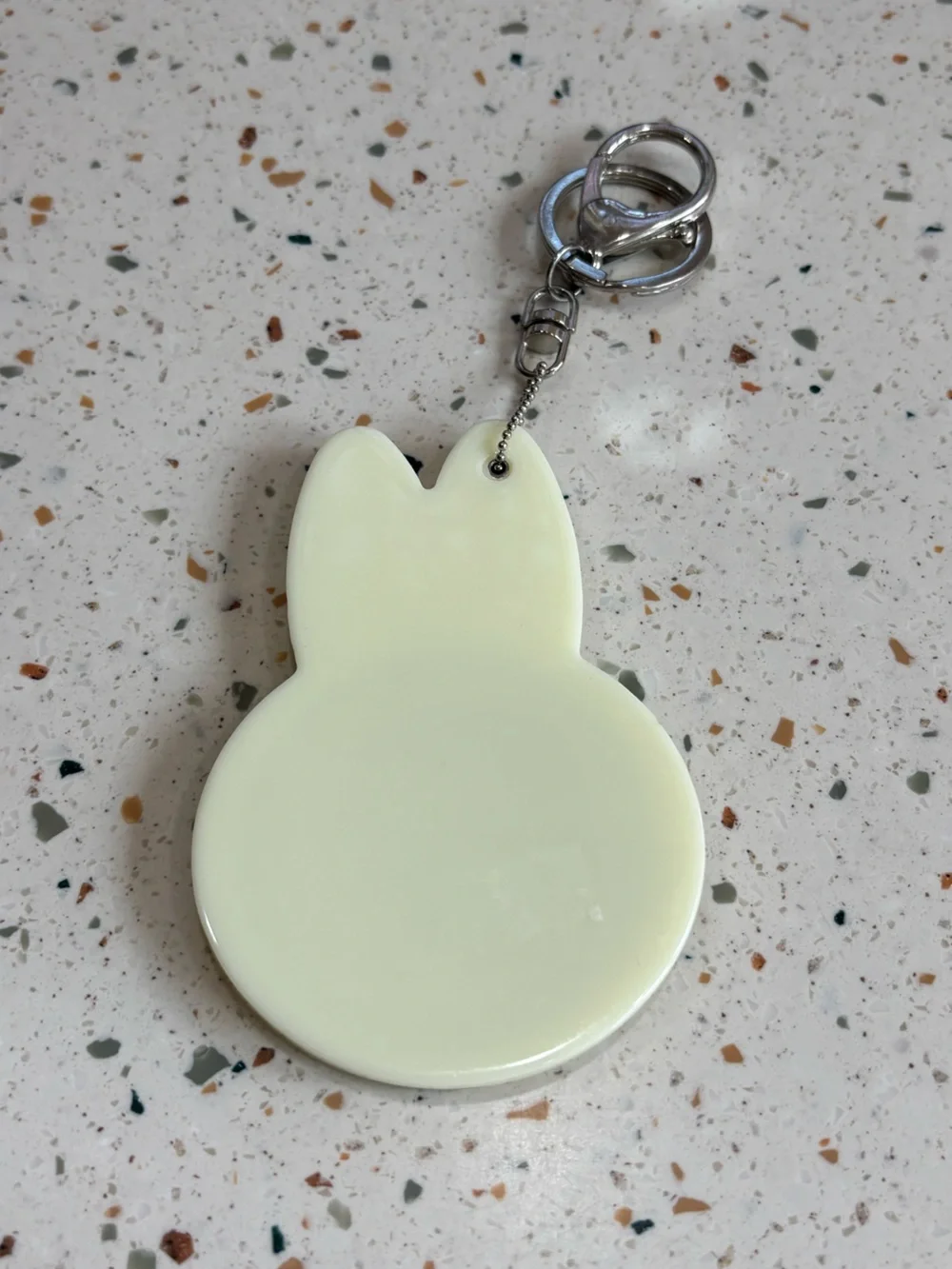 Bunny Mirror Keychain Charm with‎ Iridescent Rhinestones - Lace Cream